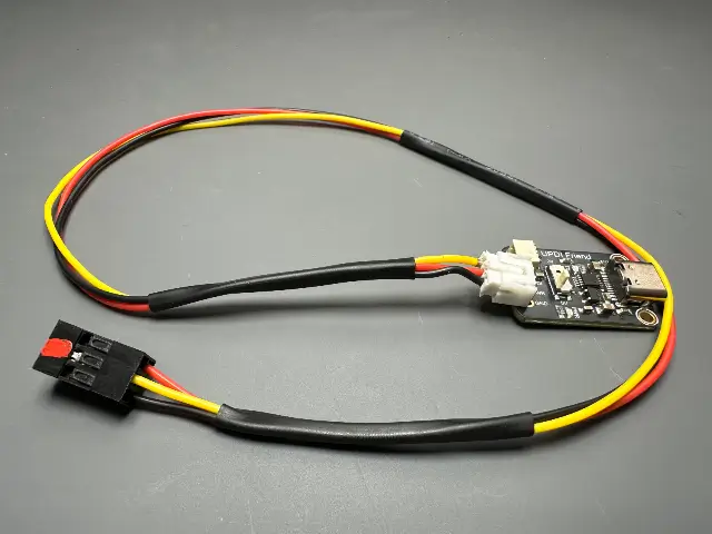 JST PH connector soldered to the UPDI Friend with a female PH-to-2×3 harness attached