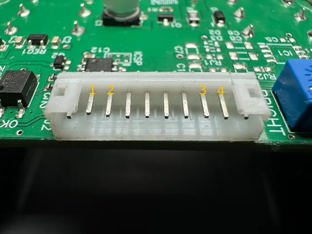 Wiring diagram for the IO Board test harness with a footswitch and LED